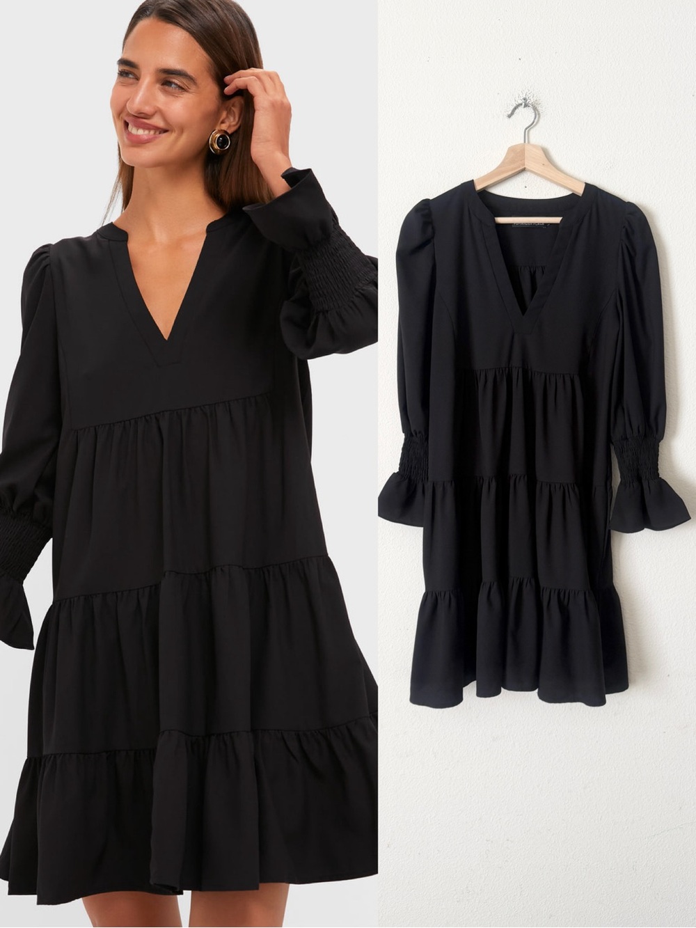 Tuckernuck SMALL Pomander Place Kenzo black crepe tiered mini dress